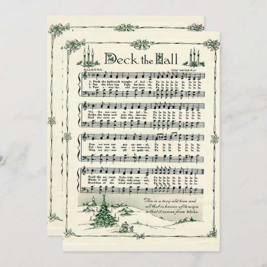 Kerstmis, deciteer de Hall  Sheet Music Feestdagenkaart (Voorkant / Achterkant)