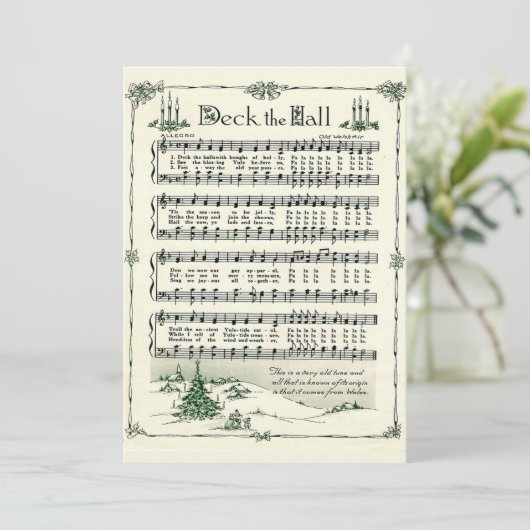 Kerstmis, deciteer de Hall  Sheet Music Feestdagenkaart (Staand voorkant)