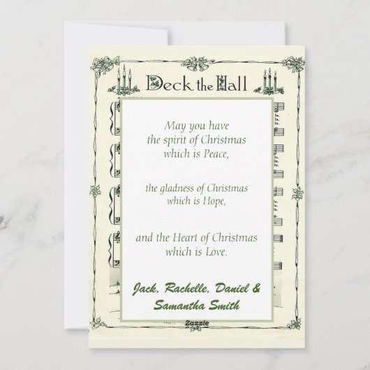 Kerstmis, deciteer de Hall  Sheet Music Feestdagenkaart (Achterkant)