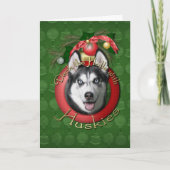 Kerstmis - Deck de Hallen - Huskies Feestdagen Kaart (Voorkant)