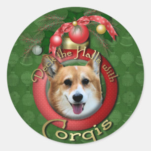 Kerstmis - Deck de Zalen - Corgis - Owen Ronde Sticker