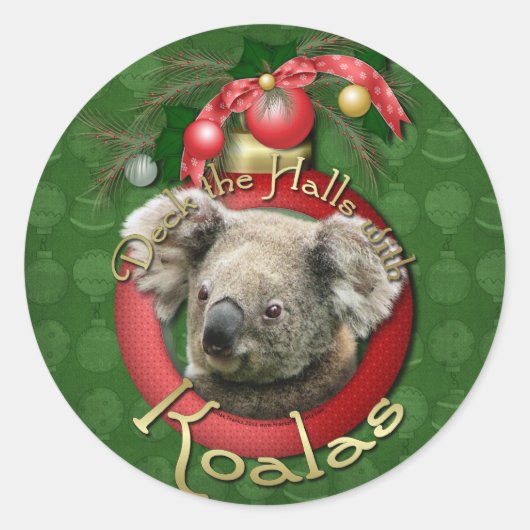 Kerstmis - Deck de Zalen - Koala's Ronde Sticker (Voorkant)