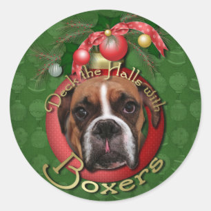 Kerstmis - Deck de Zalen met Boxers - Marnie Ronde Sticker