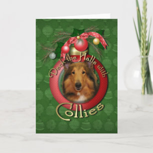 Kerstmis - Deck the Halls - Collie - Natalie Feestdagen Kaart
