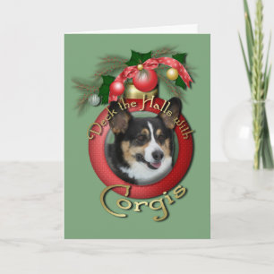 Kerstmis - Deck the Halls - Corgis Feestdagen Kaart
