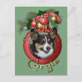 Kerstmis - Deck the Halls - Corgis Feestdagenkaart (Voorkant)
