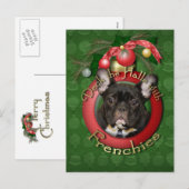 Kerstmis - Deck the Halls - Fransen - Blauwgroen Feestdagenkaart (Voorkant / Achterkant)