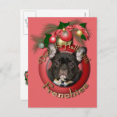 Kerstmis - Deck the Halls - Fransen - Blauwgroen Feestdagenkaart (Voorkant / Achterkant)