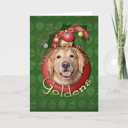Kerstmis - Deck the Halls - Goldens - Corona Feestdagen Kaart (Voorkant)