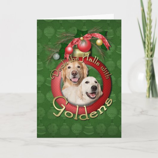 Kerstmis - Deck the Halls - Goldens Corona Tebow Feestdagen Kaart (Voorkant)