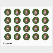 Kerstmis - Deck the Halls - Schapenhonden Ronde Sticker (Vel)