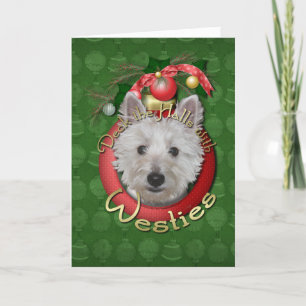 Kerstmis - Deck the Halls - Westies - Tank Feestdagen Kaart