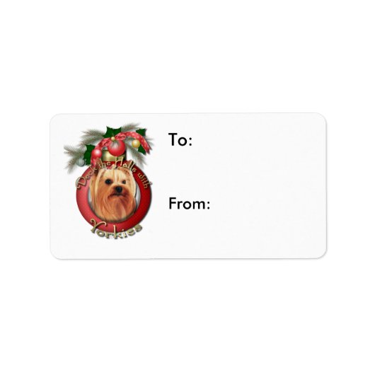 Kerstmis - Deck the Halls - Yorkies Etiket (Voorkant)