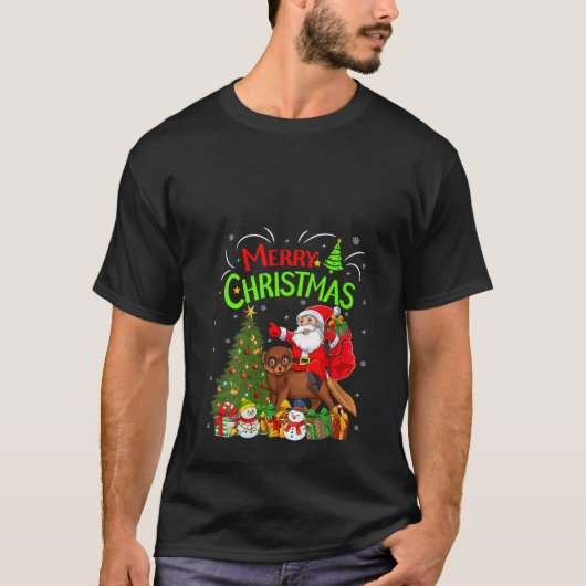 Kerstmis Decoraties Boomlichten Santa Riding Meerk T-shirt (Voorkant)