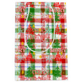 Kerstmis decoratieve geruite tartan medium cadeauzakje (Voorkant)