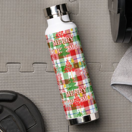 Kerstmis decoratieve geruite tartan  waterfles