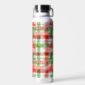 Kerstmis decoratieve geruite tartan  waterfles (Achterkant)