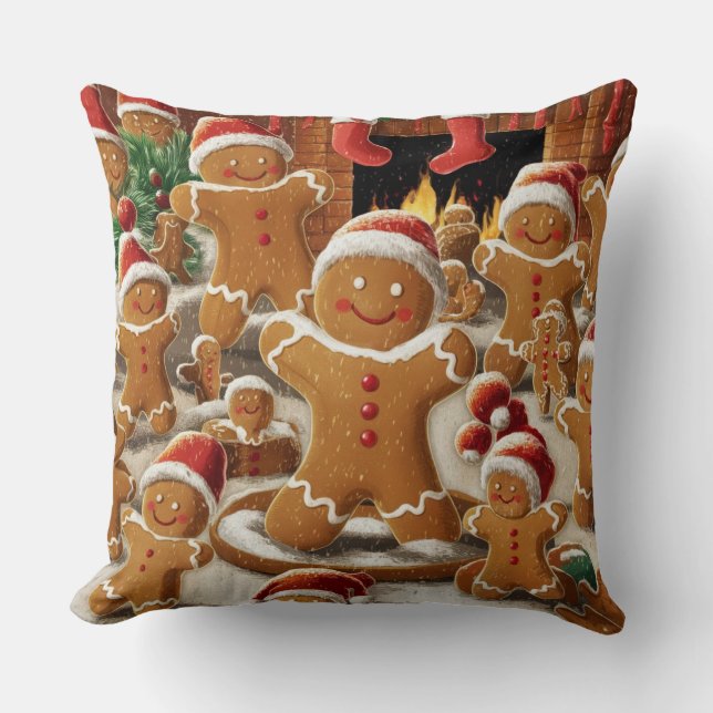 Kerstmis Decoratieve Gingerbread Mannen Patroon Kussen (Voorkant)