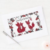 Kerstmis decoratieve rode vos familie Nordic Rechthoekige Sticker (Envelop)