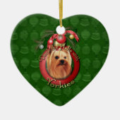 Kerstmis - Decreet de Halls - Yorkshire Terrier Keramisch Ornament (Voorkant)