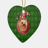 Kerstmis - Decreet de Halls - Yorkshire Terrier Keramisch Ornament (Links)