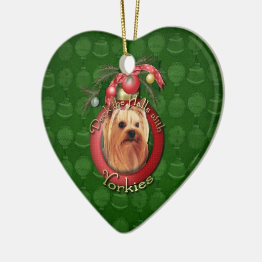 Kerstmis - Decreet de Halls - Yorkshire Terrier Keramisch Ornament (Links)