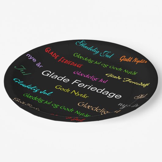 Kerstmis Deens Glade Feriedage Papieren Bordje (Gekanteld)