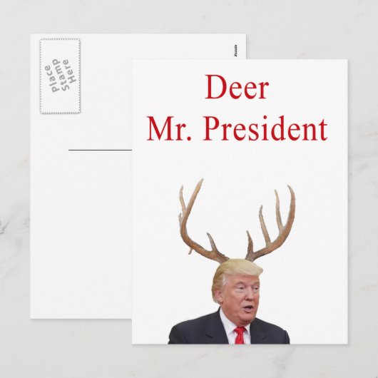 Kerstmis: Deer Mr. President Feestdagenkaart (Voorkant / Achterkant)