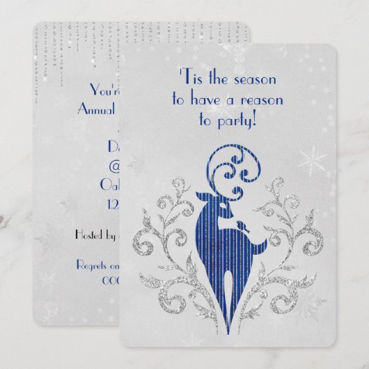 Kerstmis: deer over Snowflake design Kaart (Voorkant / Achterkant)