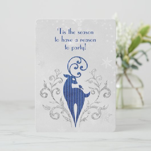 Kerstmis: deer over Snowflake design Kaart (Staand voorkant)