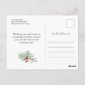 Kerstmis Deer Poinsettia Greeting Holiday Briefkaart (Achterkant)