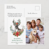 Kerstmis Deer Poinsettia Greeting Holiday FOTO Briefkaart (Voorkant / Achterkant)