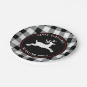Kerstmis Deer Rustic Black White Buffalo Check Papieren Bordje (Gekanteld)
