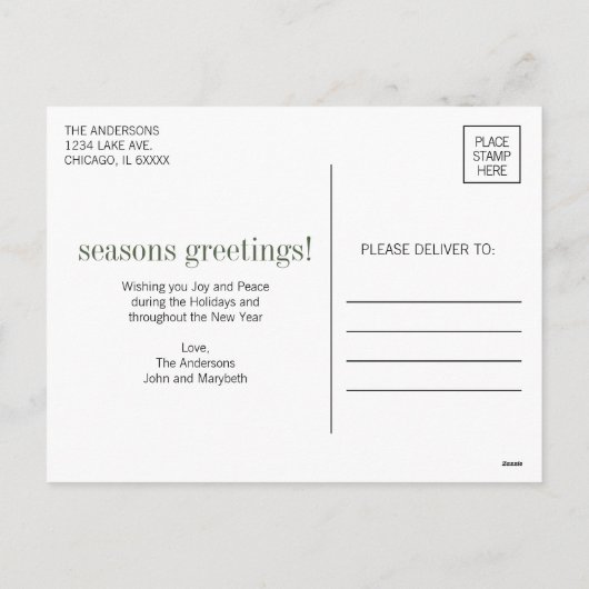 Kerstmis: definitie feestdagenkaart (Achterkant)