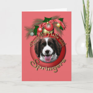 Kerstmis - Dek de Halls Springer Spaniel Baxter Feestdagen Kaart