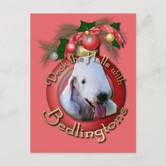 Kerstmis - Dek de Zalen - Bedlingtons Feestdagenkaart (Voorkant)