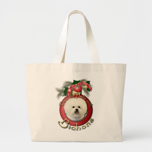 Kerstmis - Dek de zalen - Bichons Grote Tote Bag (Voorkant)