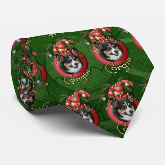 Kerstmis - Dek de zalen - Corgis Stropdas (Opgerold)