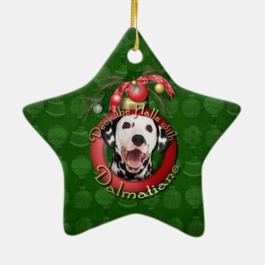 Kerstmis - Dek de zalen - Dalmatiërs Keramisch Ornament (Achterkant)
