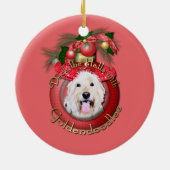 Kerstmis - Dek de zalen - GoldenDoodles - Daisy Keramisch Ornament (Achterkant)