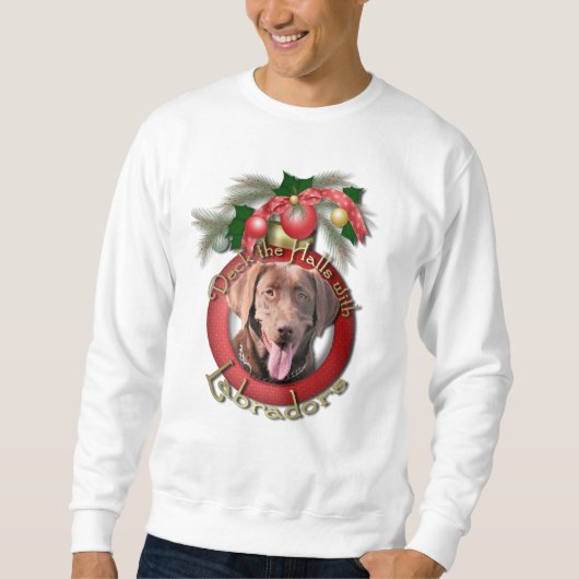 Kerstmis - Dek de zalen - Labradors - Chocolade Trui (Voorkant)
