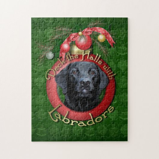 Kerstmis - Dek de zalen - Labradors - Pagina Legpuzzel (Verticaal)