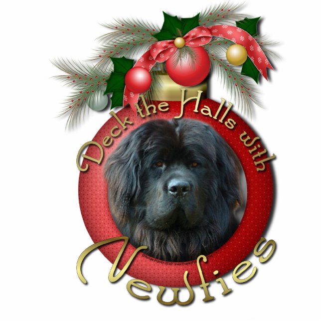 Kerstmis - Dek de Zalen - Newfie Fotobeeldje Ornament (Voorkant)