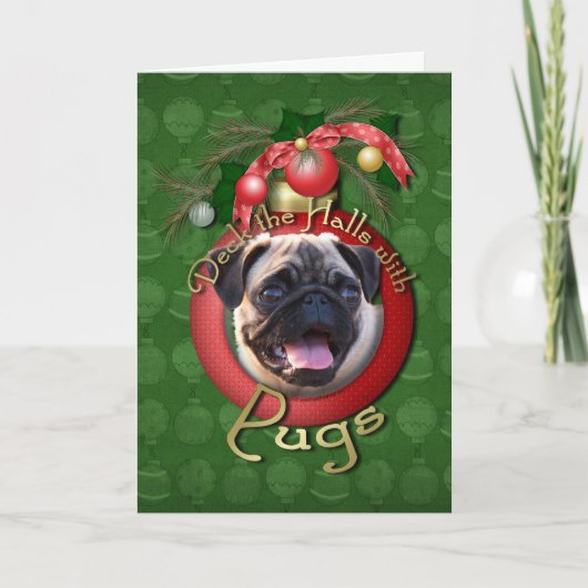 Kerstmis - Dek de Zalen - Pugs Feestdagen Kaart (Voorkant)