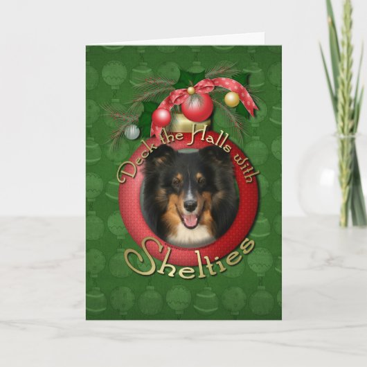 Kerstmis - Dek de zalen - Sheltie - Chani Feestdagen Kaart (Voorkant)