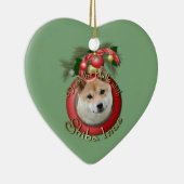 Kerstmis - Dek de zalen - Shiba Inu Keramisch Ornament (Rechts)