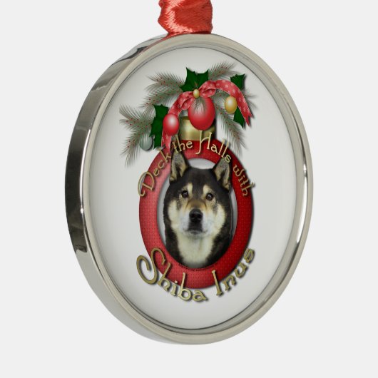 Kerstmis - Dek de zalen - Shiba Inus - Yasha Metalen Ornament (Rechts)