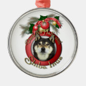 Kerstmis - Dek de zalen - Shiba Inus - Yasha Metalen Ornament (Voorkant)