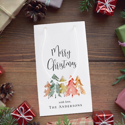 Kerstmis Dennenboom Aquarel Klein Cadeauzakje