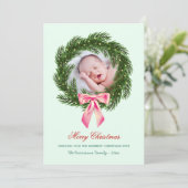 Kerstmis dennenkrans foto vakantie feestdagenkaart (Staand voorkant)